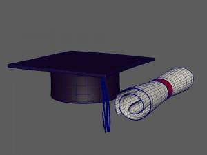 graduation cap and diploma 3D 모델