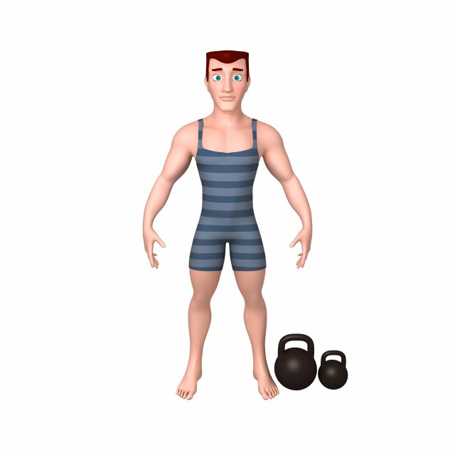 bodybuilder cartoon Modèle 3D .c4d .max .obj .3ds .fbx .stl .blend 