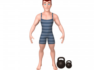 bodybuilder cartoon 3D Model