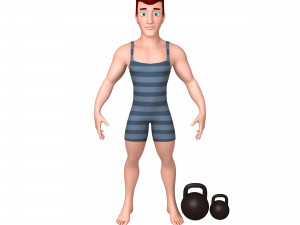 bodybuilder cartoon Model 3D