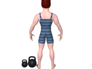 bodybuilder cartoon 3D Model