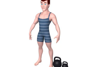 bodybuilder cartoon 3D Model