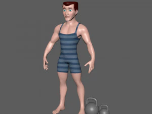 bodybuilder cartoon 3D Model
