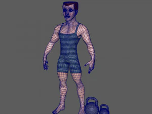 bodybuilder cartoon 3D Model