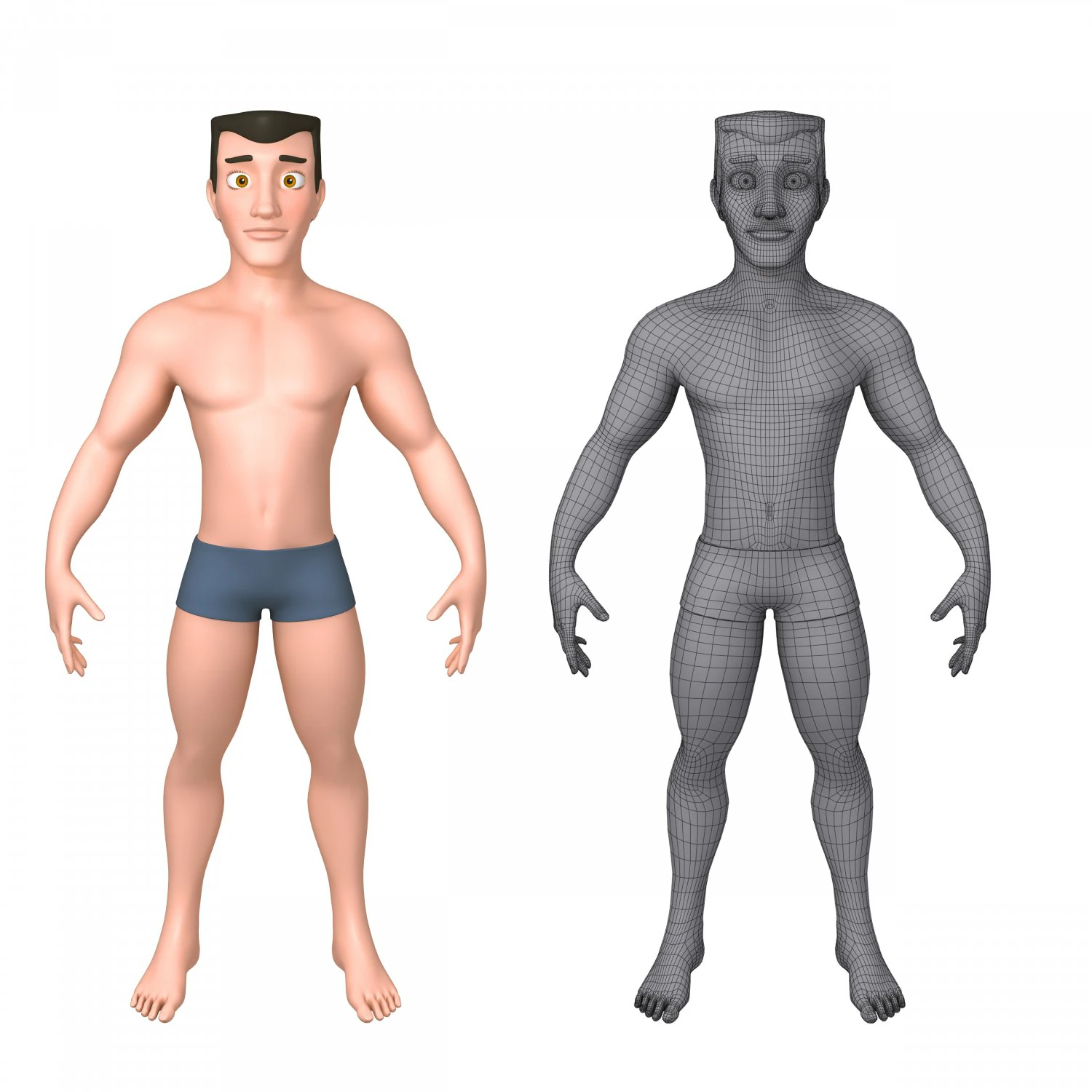 male base mesh cartoon 3D Model .c4d .max .obj .3ds .fbx .stl .blend 
