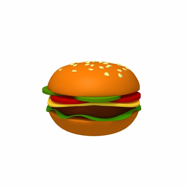 burger cartoon 3D Model .c4d .max .obj .3ds .fbx .stl .blend 
