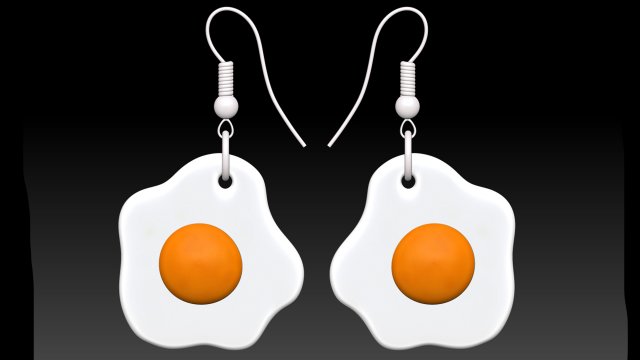 fried eggs earrings for 3d printing 3D मॉडल .c4d .max .obj .3ds .fbx .stl .blend 