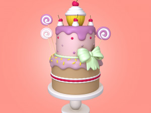 birthday cake cartoon Modello 3D