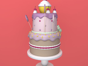 birthday cake cartoon Modèle 3D