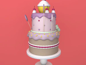 birthday cake cartoon 3D Model