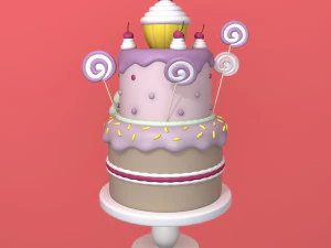 birthday cake cartoon 3D Model