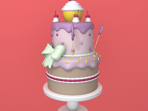birthday cake cartoon Modèle 3D