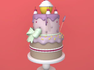 birthday cake cartoon 3D Model