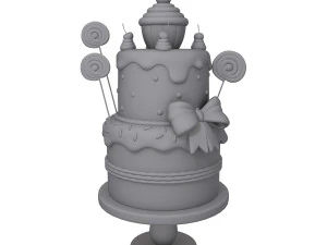 birthday cake cartoon 3D Model