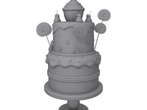 birthday cake cartoon 3D Model