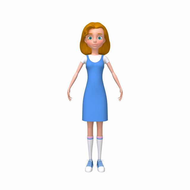 girl 06 cartoon Model 3D .c4d .max .obj .3ds .fbx .stl .blend 