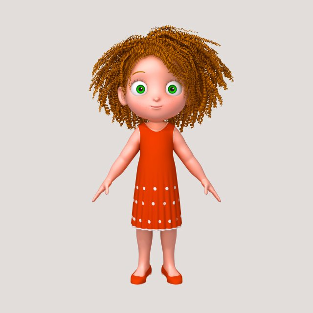 girl 05 cartoon 3D Модель .c4d .max .obj .3ds .fbx .stl .blend 