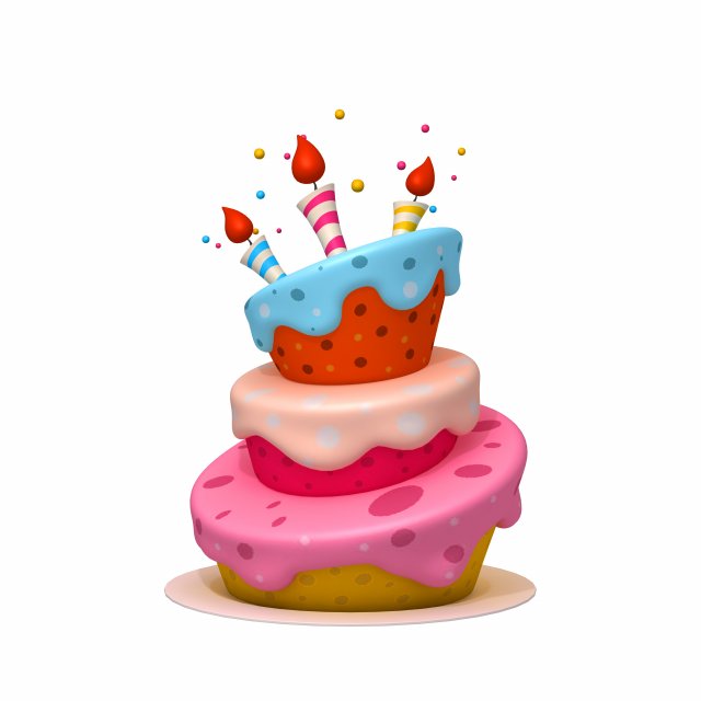 birthday cake 02 cartoon Modello 3D .c4d .max .obj .3ds .fbx .stl .blend 
