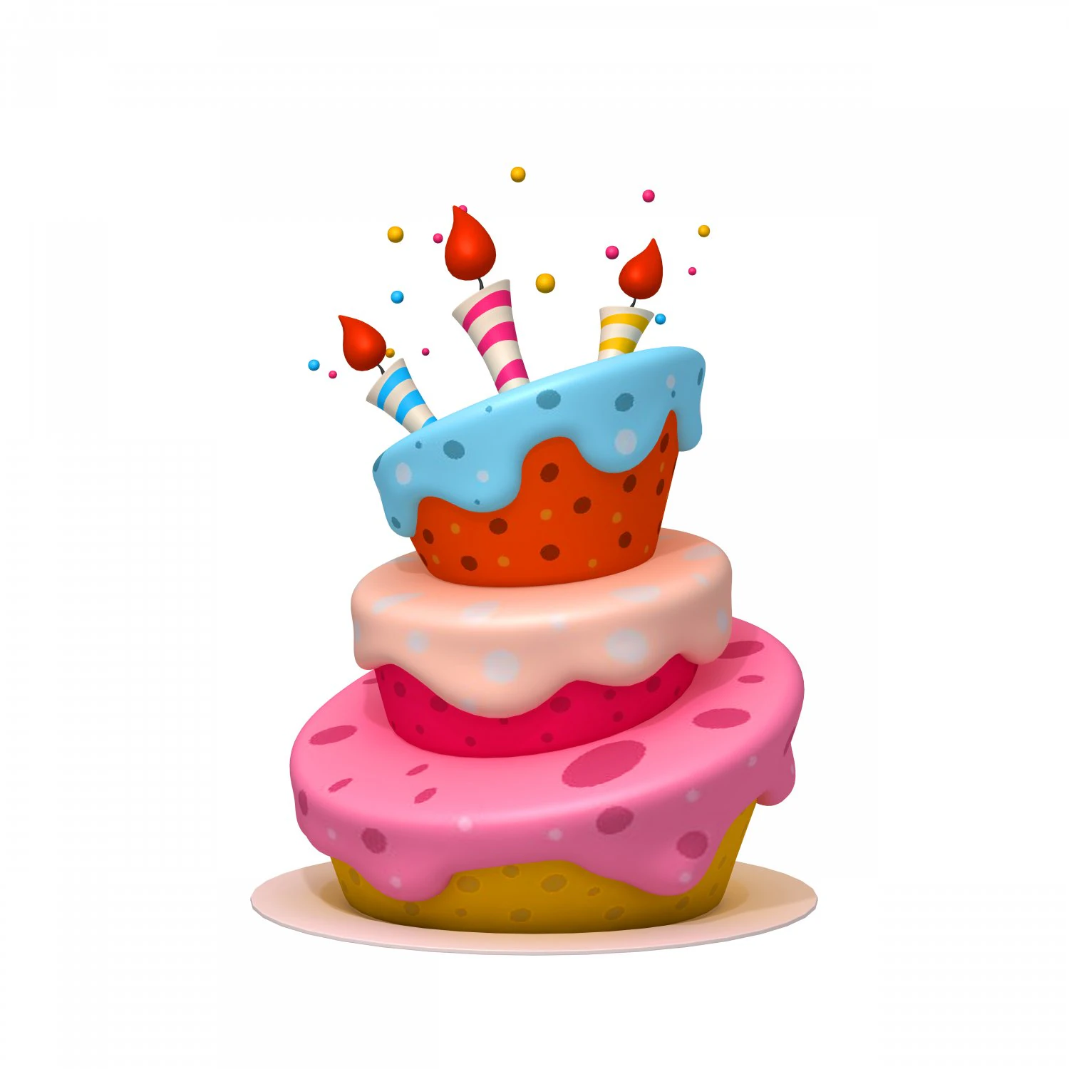 birthday cake 02 cartoon 3D Model .c4d .max .obj .3ds .fbx .stl .blend