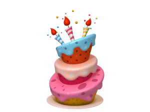 birthday cake 02 cartoon 3D Model