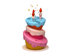 birthday cake 02 cartoon 3D Model