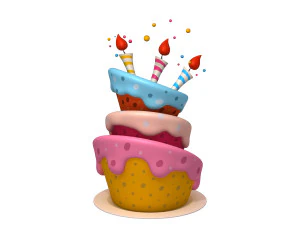 birthday cake 02 cartoon 3D Model