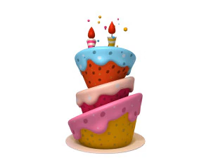 birthday cake 02 cartoon 3D Model