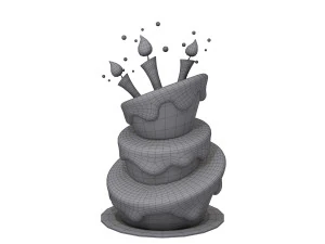 birthday cake 02 cartoon 3D Model