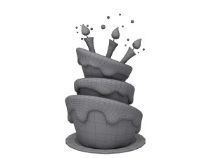 birthday cake 02 cartoon 3D Model