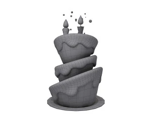 birthday cake 02 cartoon 3D Model
