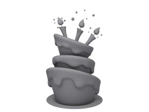 birthday cake 02 cartoon 3D Model