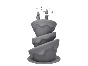 birthday cake 02 cartoon 3D Model
