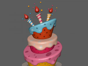 birthday cake 02 cartoon 3D Model