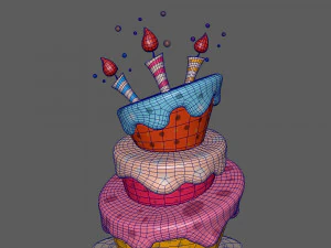 birthday cake 02 cartoon 3D Model