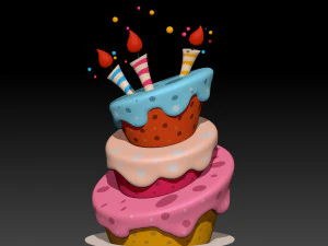 birthday cake 02 cartoon 3D Model