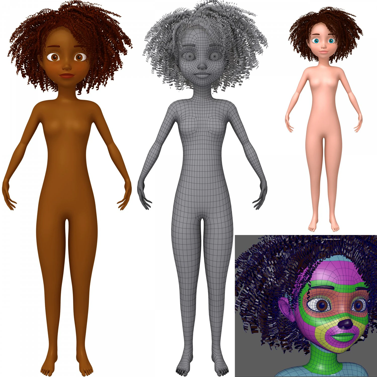 cartoon female base mesh 3D Model .c4d .max .obj .3ds .fbx .stl .blend 