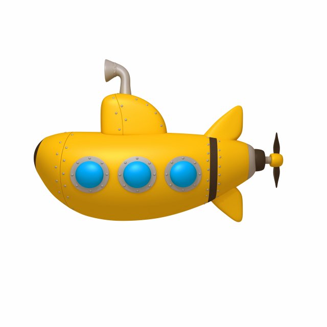 submarine cartoon 3D Model .c4d .max .obj .3ds .fbx .stl .blend 