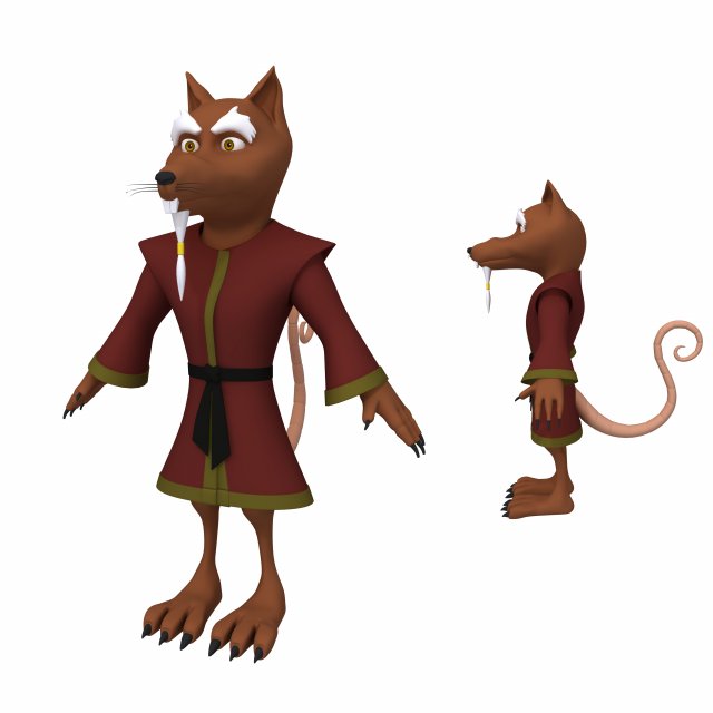 rat ninja cartoon 3D 모델 .c4d .max .obj .3ds .fbx .stl .blend 