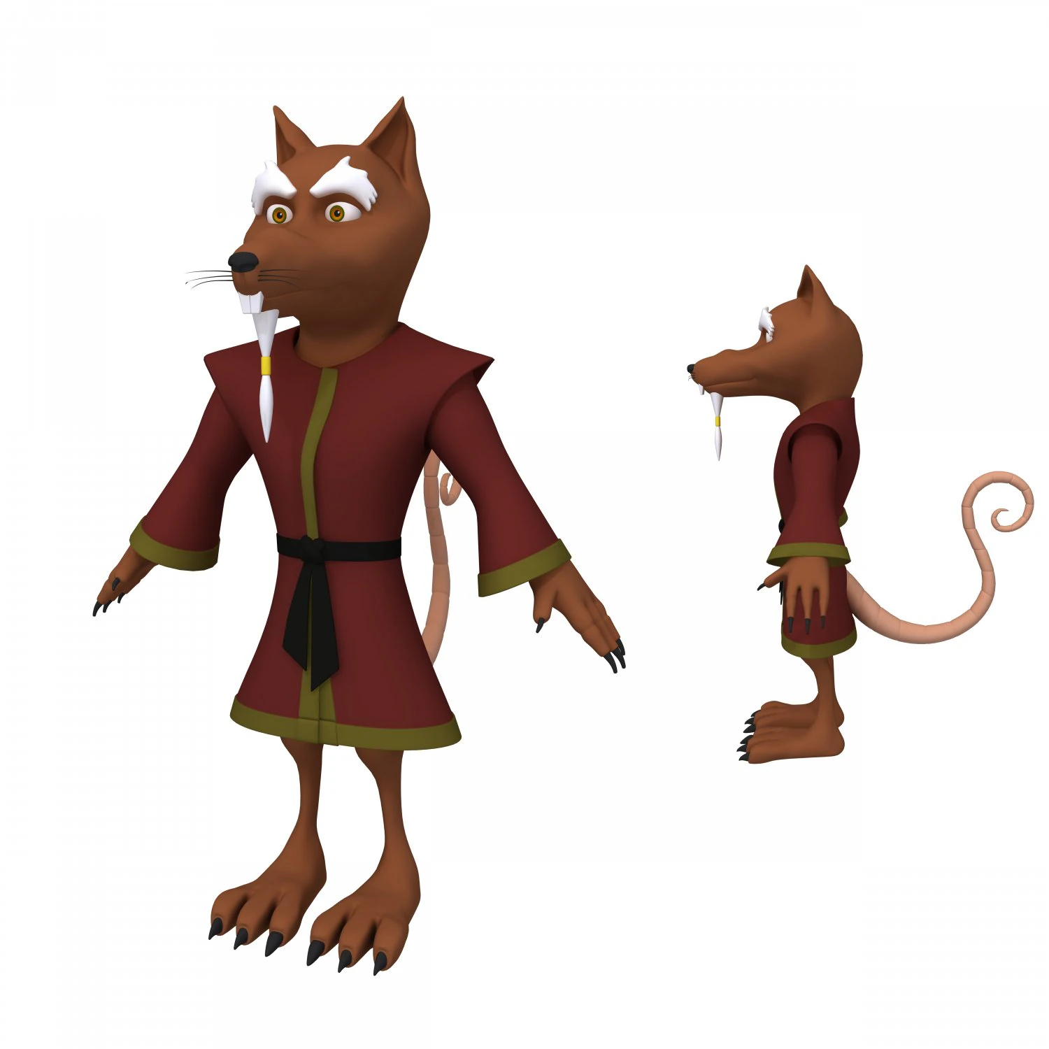 cartone animato ninja ratto Modello 3D .c4d .max .obj .3ds .fbx .stl .blend