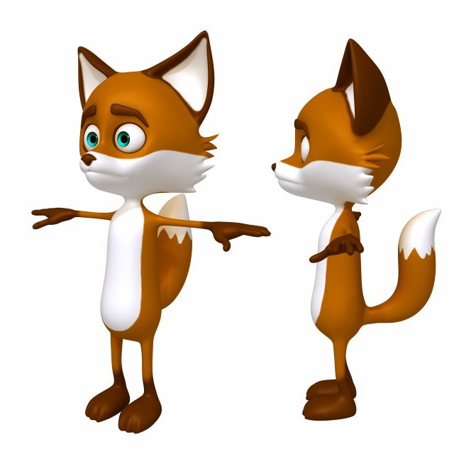 fox cartoon 3D Модель .c4d .max .obj .3ds .fbx .stl .blend 