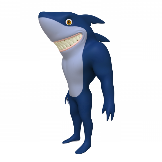 shark cartoon 3D-Modell .c4d .max .obj .3ds .fbx .stl .blend 