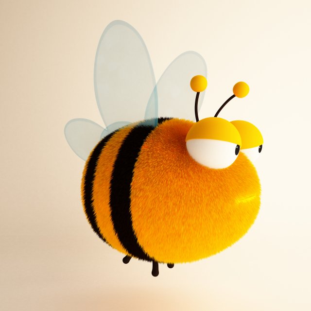 bee cartoon 02 3D Model .c4d .max .obj .3ds .fbx .stl .blend 