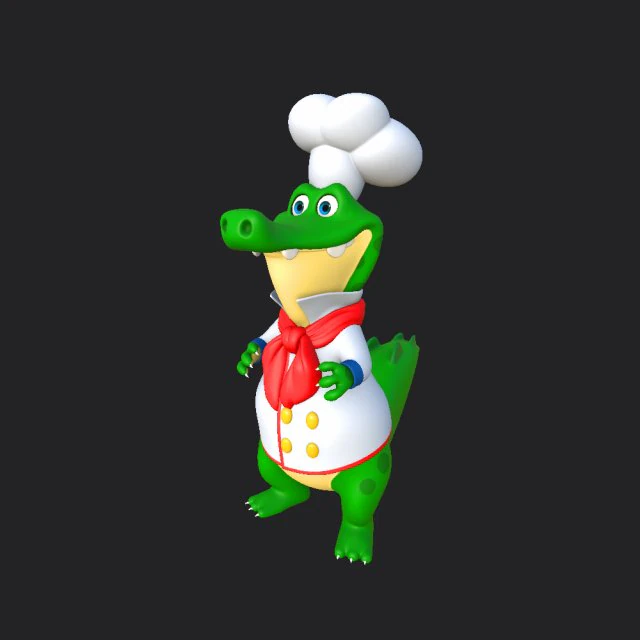 Cartone animato di chef di coccodrillo Modello 3D .c4d .max .obj .3ds .fbx .stl .blend 