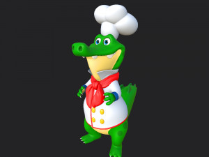 Crocodile chef cartoon 3D Model