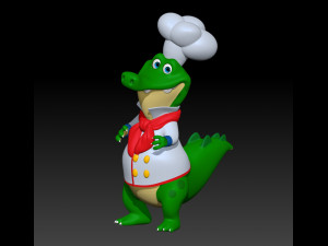 Crocodile chef cartoon 3D Model