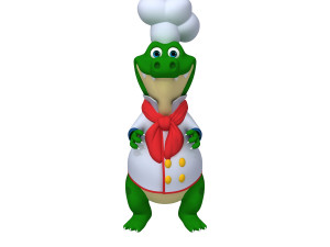 Crocodile chef cartoon 3D Model