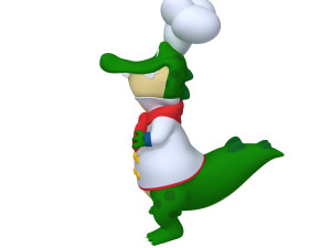 Crocodile chef cartoon 3D Model