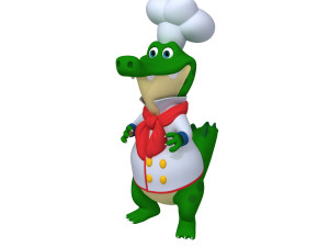 Crocodile chef cartoon 3D Model