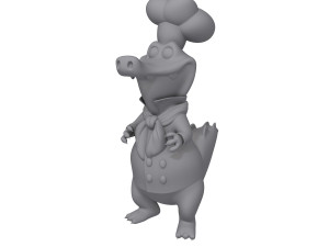 Crocodile chef cartoon 3D Model