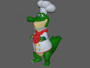 Crocodile chef cartoon 3D Model